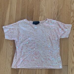 Silk cropped sequin tee M